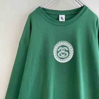 ステューシー(STUSSY)の【希少コラボ】stussy  NIKE 両面プリントTシャツ古着ストリート緑(Tシャツ/カットソー(七分/長袖))