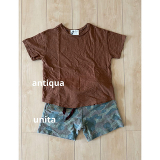 アンティカ(antiqua)の子供服　130cm 上下セット(Tシャツ/カットソー)