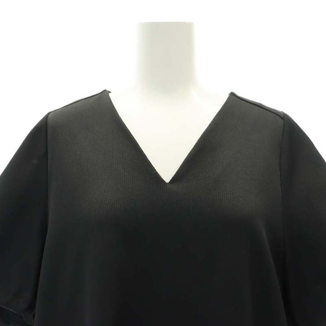 マチャット ピケVネックロングドレス ワンピース 半袖 F 黒 ブラック レディースのワンピース(ロングワンピース/マキシワンピース)の商品写真