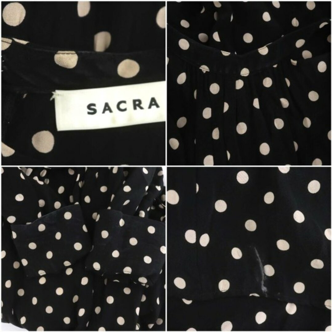 SACRA(サクラ)のサクラ POLKA DOT'S OP ワンピース ロング マキシ丈 長袖 38 レディースのワンピース(ロングワンピース/マキシワンピース)の商品写真