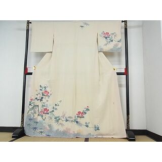 平和屋-こころ店■訪問着　友禅　作家物　枝花文　正絹　逸品　AAAD7371Acs(着物)