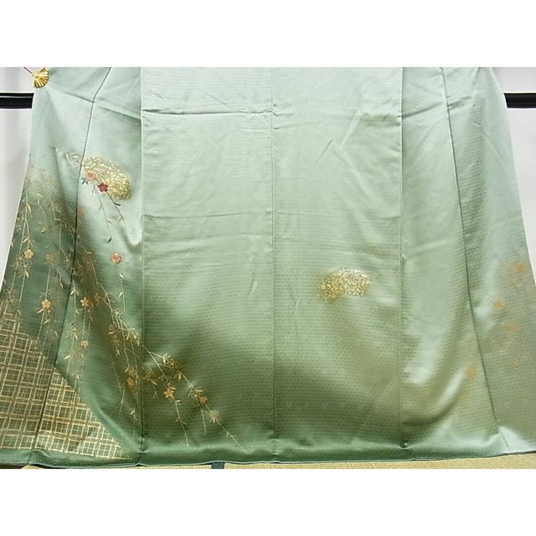 平和屋-こころ店■訪問着　刺繍　枝垂れ桜　暈し染め　金銀彩　正絹　逸品　AAAE1389Bzg レディースの水着/浴衣(着物)の商品写真