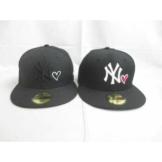  良品 ニューエラ New Era 59FIFTY MLB ニューヨーク ヤンキース 野球帽 キャップ ロゴ刺繍 2点 ブラック 服飾小物(その他)