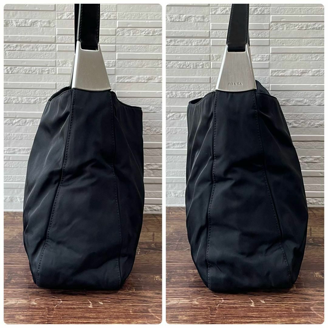 PRADA(プラダ)の良品 プラダ ナイロン×レザー ワンショルダー ハンド バッグ ブラック 黒 レディースのバッグ(ハンドバッグ)の商品写真