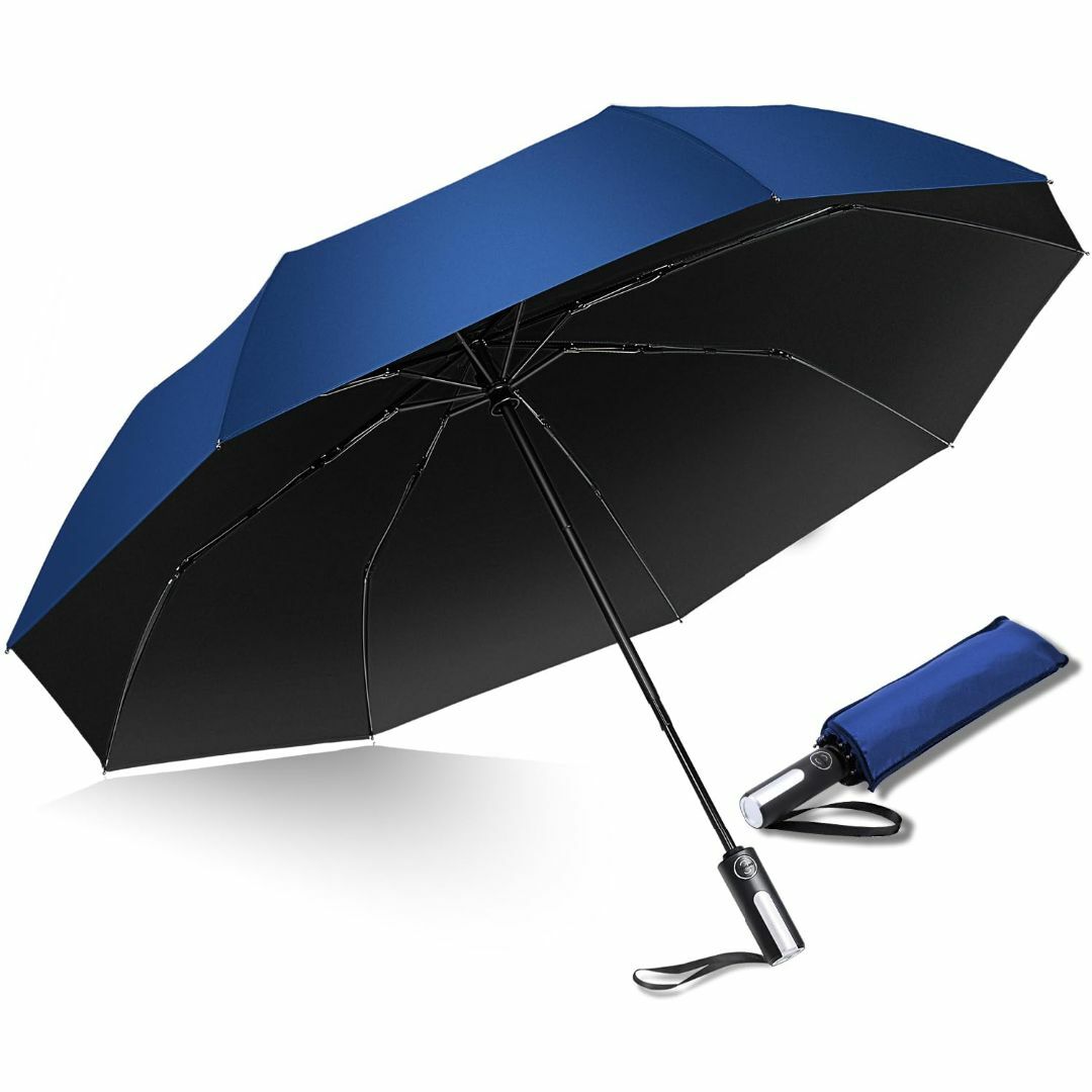 【色: BLUE】折りたたみ傘 ワンタッチ自動開閉 折り畳み傘 メンズ 大きい  メンズのファッション小物(その他)の商品写真