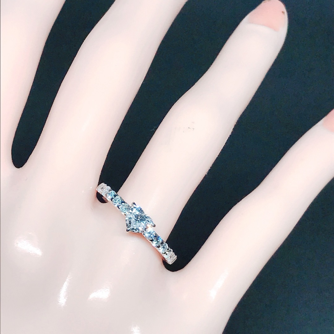 計0.78ct ハートシェイプ エタニティ ダイヤモンドリング 銀座ミワ ハート レディースのアクセサリー(リング(指輪))の商品写真