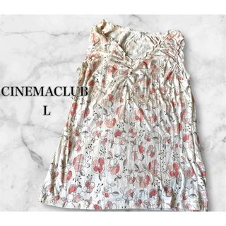 CINEMA CLUB - CINEMA  CLUB  シワ加工ノースリーブ花柄Tシャツ　可愛いフェミニン 