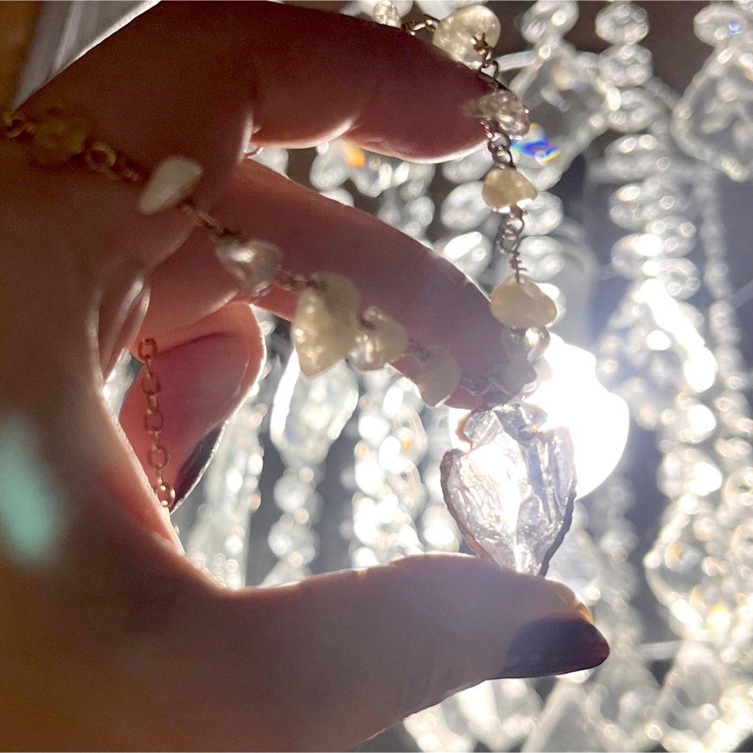水晶×シトリン×ルチルクォーツ　天然石　ネックレス レディースのアクセサリー(ネックレス)の商品写真