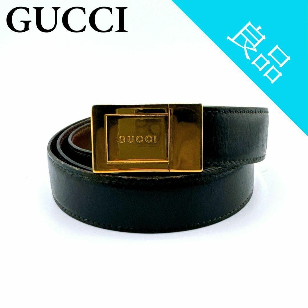 Gucci(グッチ)のグッチ ベルト レザー ゴールド金具 表記サイズ 120・48 メンズ ブラック メンズのファッション小物(ベルト)の商品写真