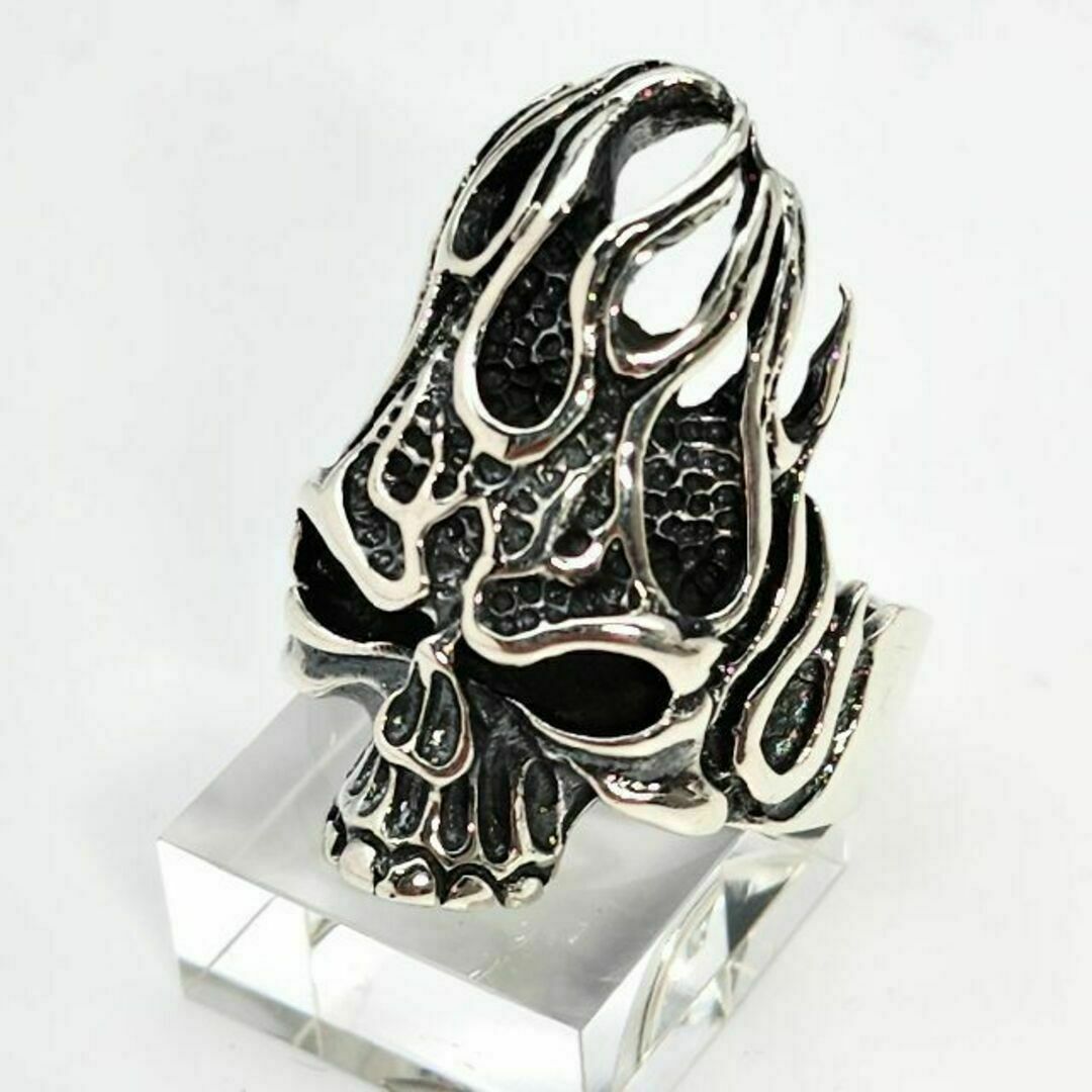 ファイアスカルリング シルバー925 25号 メンズ 炎 ドクロ 骸骨 メンズのアクセサリー(リング(指輪))の商品写真