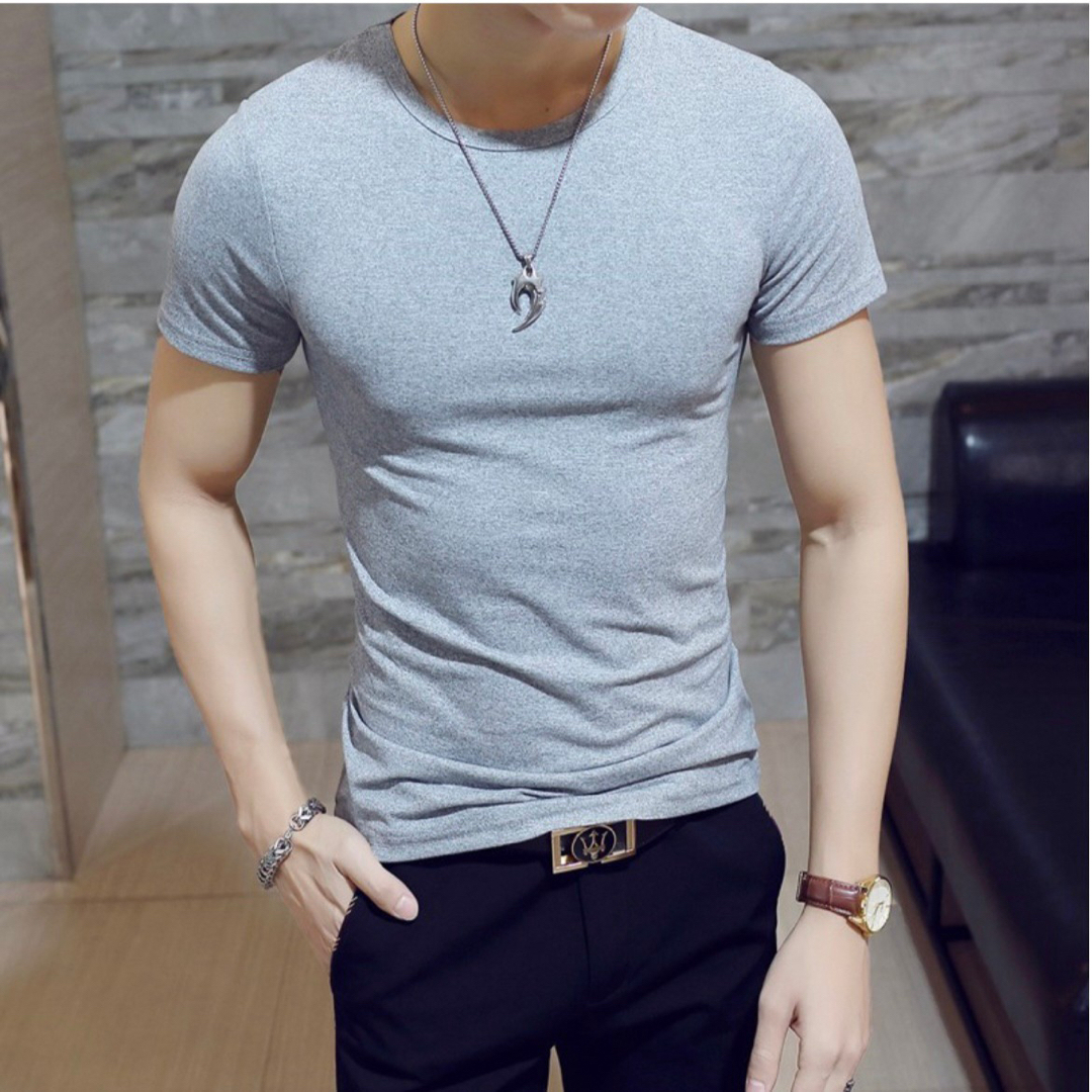 メンズ  Tシャツ 白 L 半袖 無地 吸汗 速乾 インナー スポーツ メンズのトップス(Tシャツ/カットソー(半袖/袖なし))の商品写真