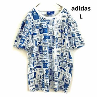 adidas アディダス オリジナルス 半袖 Tシャツ 刺繍  総柄  L