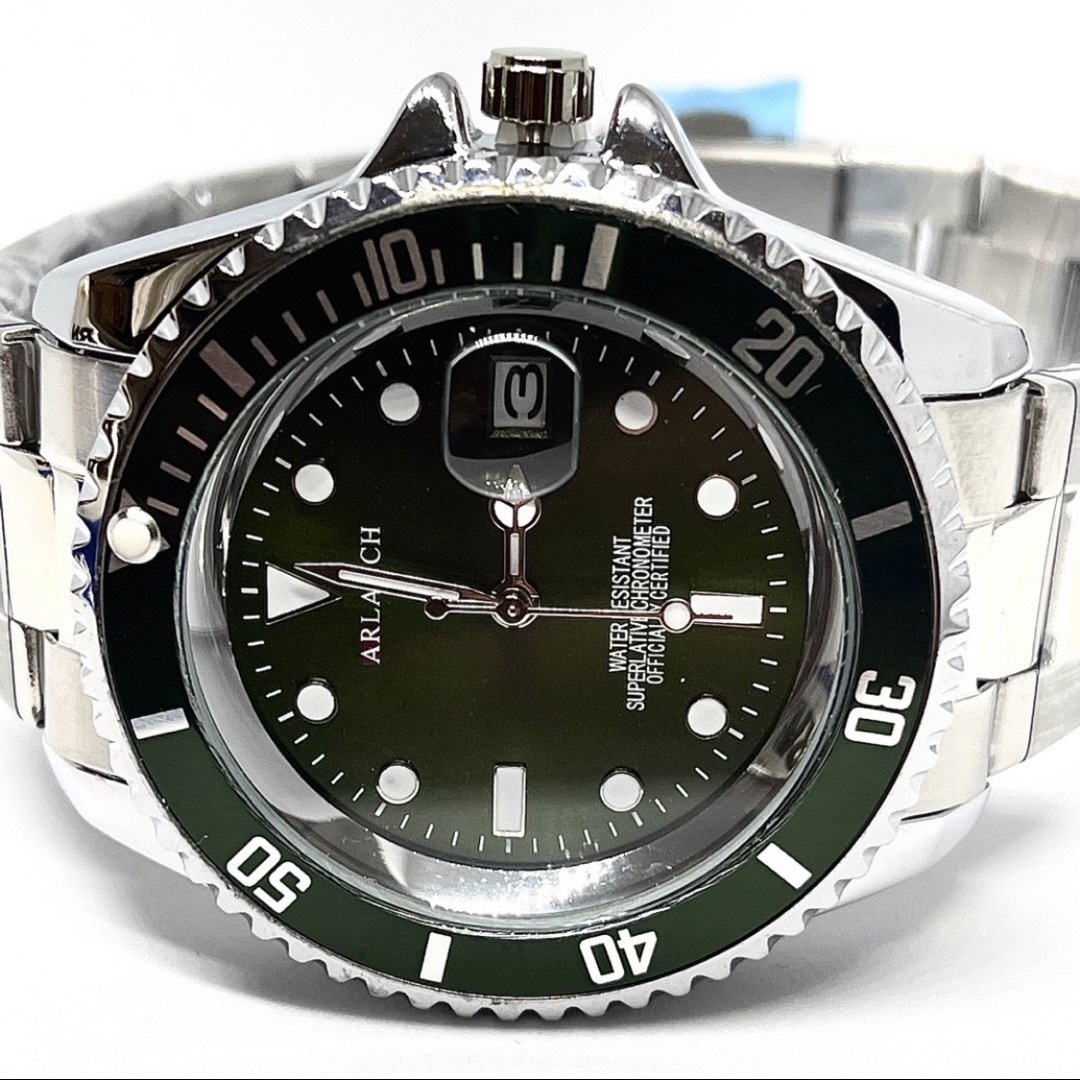 新品 ARLANCH オマージュウォッチ モスグリーン シルバー メンズ腕時計 メンズの時計(腕時計(アナログ))の商品写真