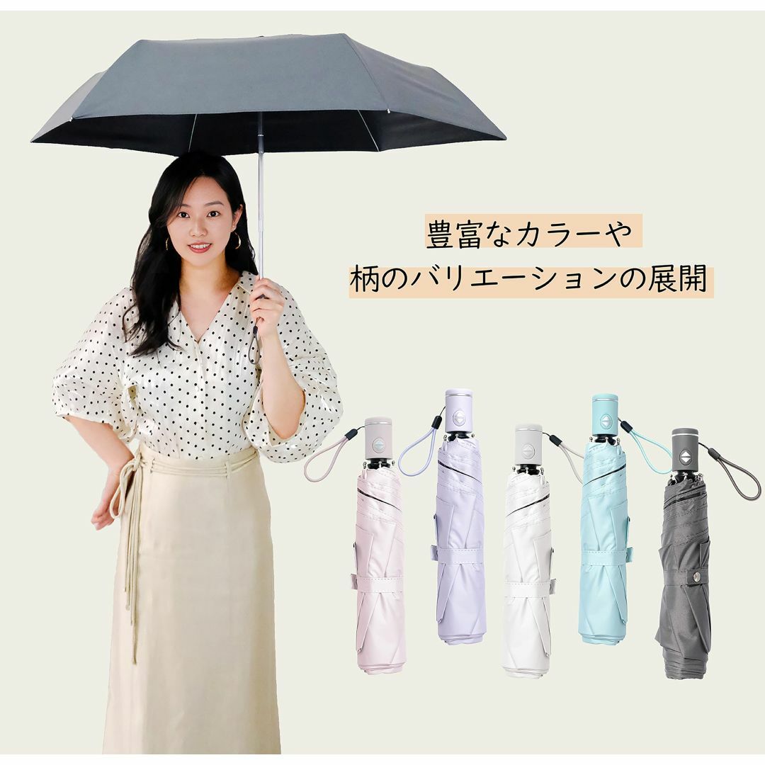 【色: ホワイト】日傘 uvカット 100 遮光 折り畳み 軽量 ワンタッチ自動 メンズのファッション小物(その他)の商品写真