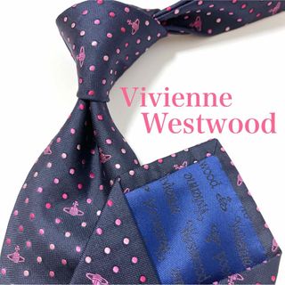 ヴィヴィアンウエストウッド(Vivienne Westwood)の美品 ヴィヴィアンウエストウッド ネクタイ ハイブランド ドット柄 オーブロゴ(ネクタイ)