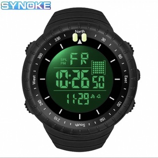 新品 SYNOKE デジタルウォッチ ビックフェイス メンズ腕時計 ブラック(腕時計(デジタル))