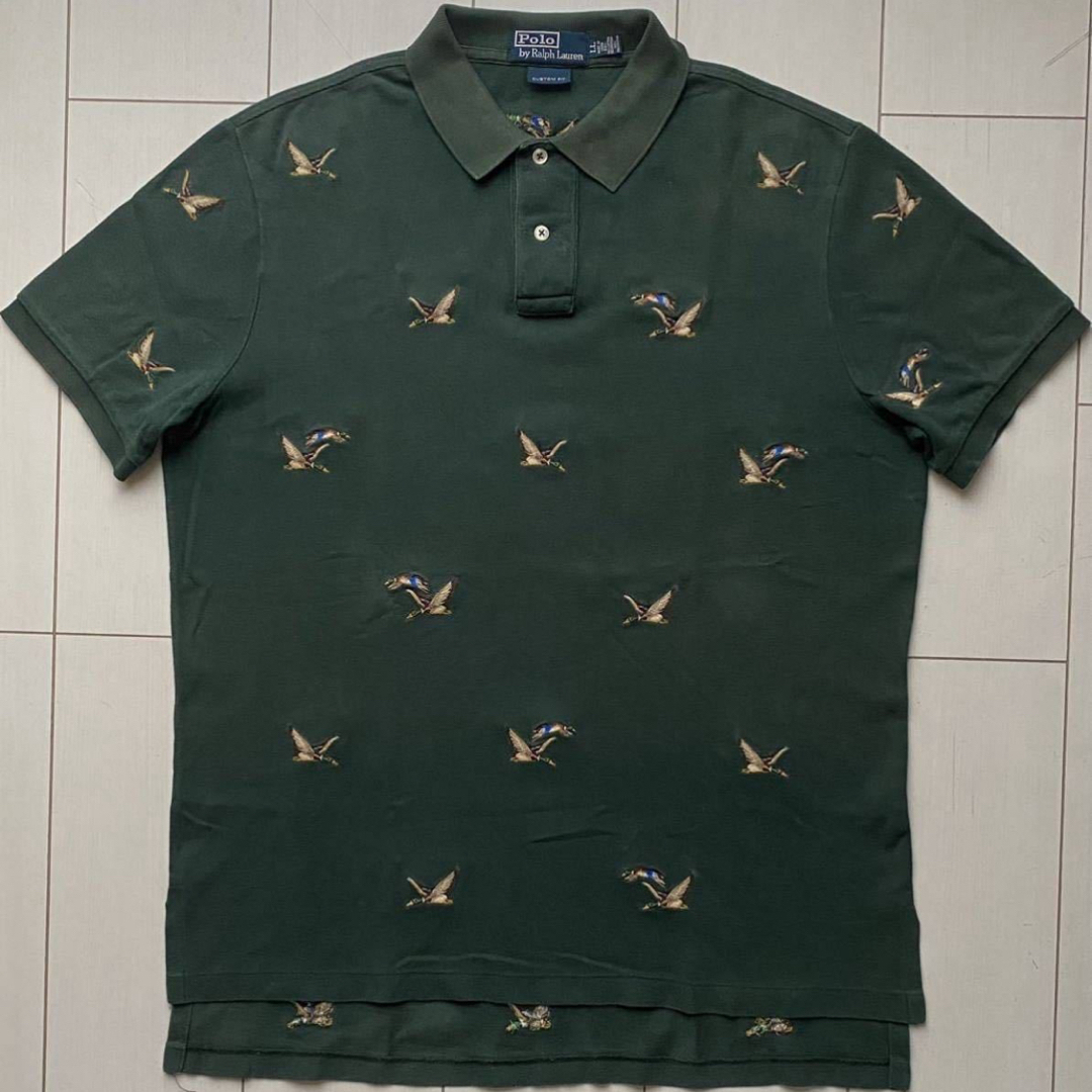 POLO RALPH LAUREN(ポロラルフローレン)のPOLO ラルフローレン duck 鴨 総柄 刺繍 ポロシャツ GREEN XL メンズのトップス(ポロシャツ)の商品写真