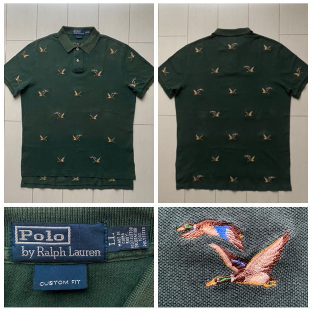 POLO RALPH LAUREN(ポロラルフローレン)のPOLO ラルフローレン duck 鴨 総柄 刺繍 ポロシャツ GREEN XL メンズのトップス(ポロシャツ)の商品写真