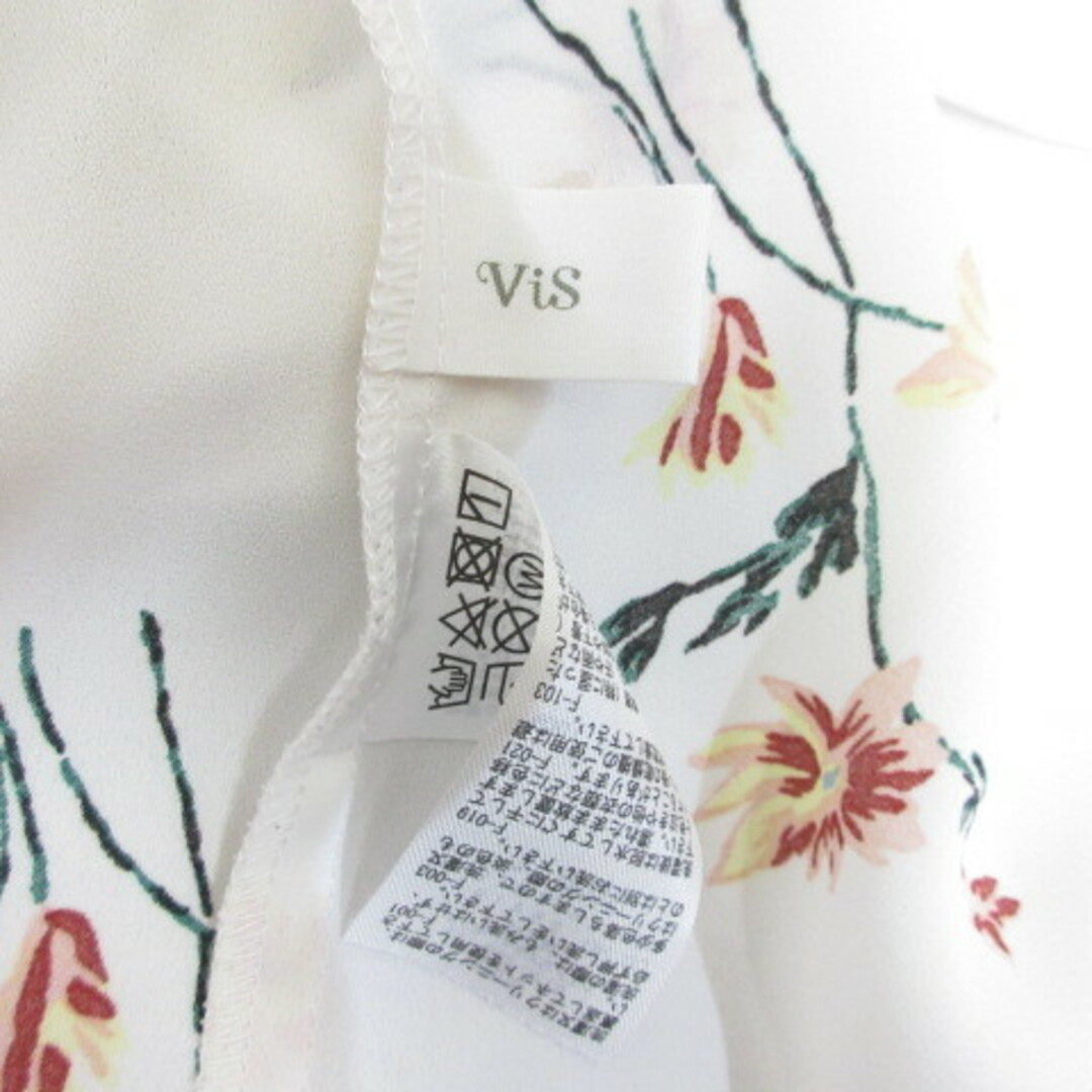 ViS(ヴィス)のビス ViS 長袖 Vネック 花柄 シフォン ブラウス シャツ L オフホワイト レディースのトップス(シャツ/ブラウス(長袖/七分))の商品写真