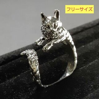 リング 猫 かわいい 指輪 シルバーカラー ヴィンテージ  #C98-2
