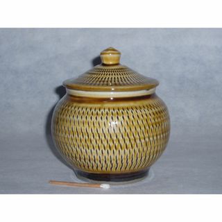 小鹿田焼「蓋物（飛び鉋）２合no-2」1ツ(容器)