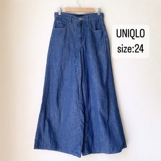 UNIQLO - UNIQLO   ハイライズスーパーワイドジーンズ　ブルー　24