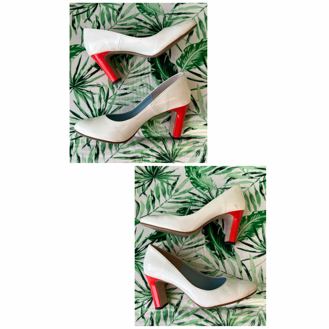 mint drop ミントドロップ  オレンジと白　可愛いパンプス　23.5cm レディースの靴/シューズ(ハイヒール/パンプス)の商品写真