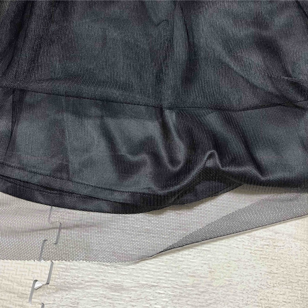 Re:EDIT(リエディ)の★未使用★Re:EDIT フリルギャザーチュールスカート 黒 Lサイズ レディースのスカート(ロングスカート)の商品写真