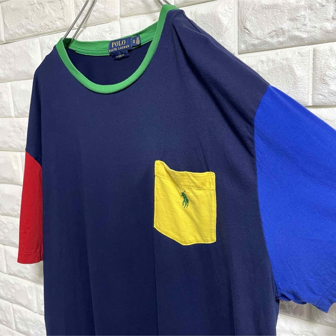 POLO RALPH LAUREN(ポロラルフローレン)のポロラルフローレン  ポケットTシャツ　マルチカラー　メンズXLサイズ メンズのトップス(Tシャツ/カットソー(半袖/袖なし))の商品写真