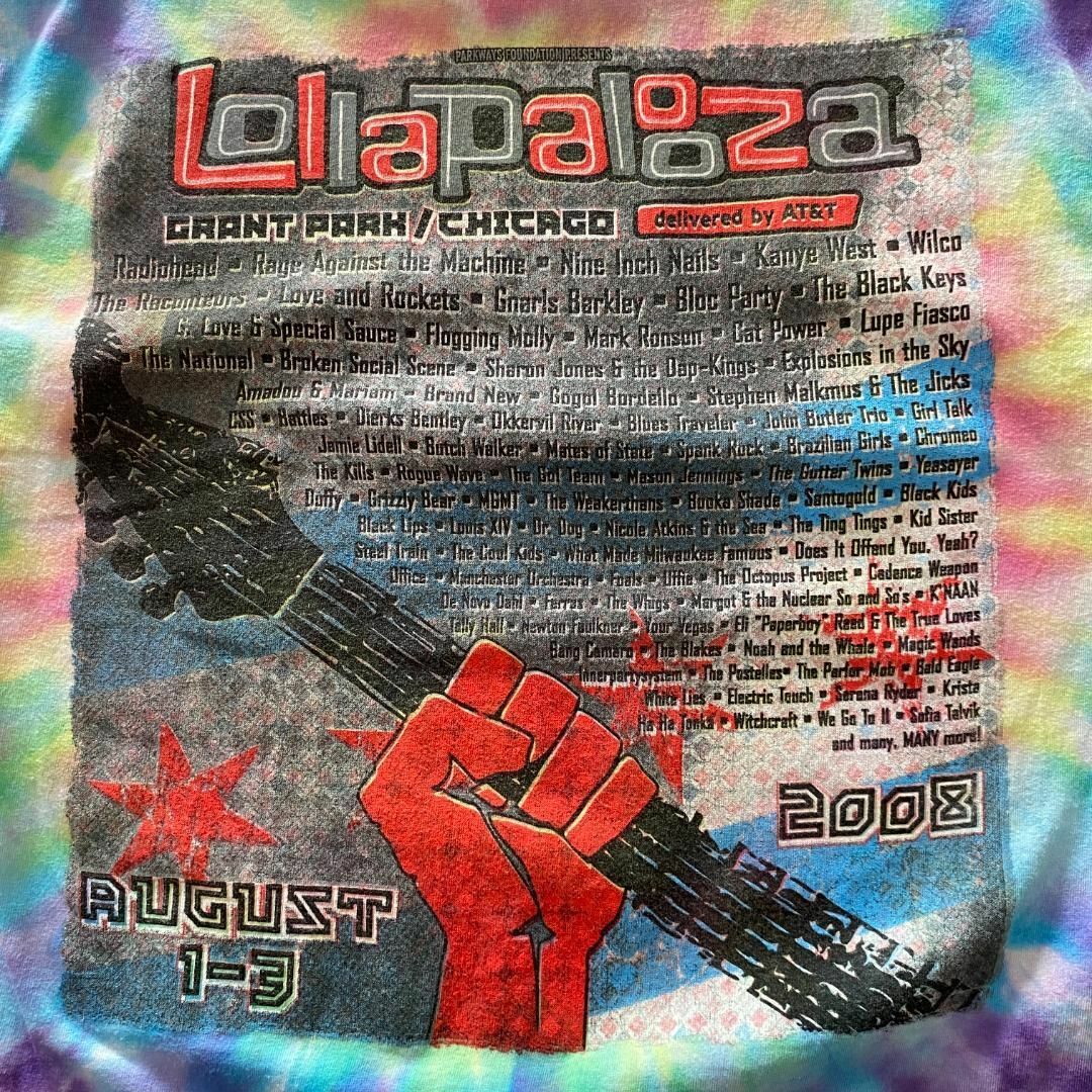 US古着　2008年　Lollapaloza　ロラパルーザ　フェス　半袖Tシャツ メンズのトップス(Tシャツ/カットソー(半袖/袖なし))の商品写真