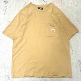 【ステューシー】美品刺繍ロゴワンポイント ポケットTシャツ ベージュstussy(Tシャツ/カットソー(半袖/袖なし))