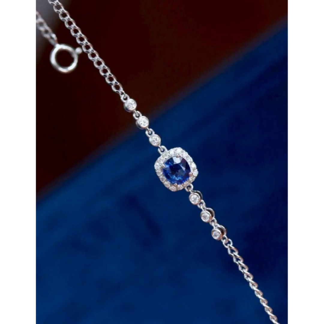 天然ダイヤモンド付きサファイアブレスレットk18 レディースのアクセサリー(ブレスレット/バングル)の商品写真