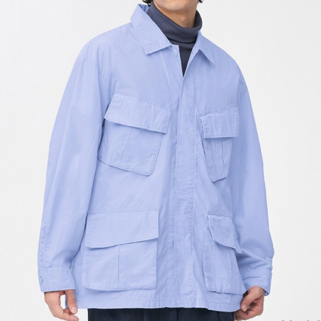 GU(ジーユー)のGU  コットンファティーグジャケット　長袖水色Ｍ メンズのジャケット/アウター(その他)の商品写真