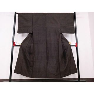 平和屋-こころ店■男性　紬　格子　正絹　逸品　AAAE4470Bnp(着物)