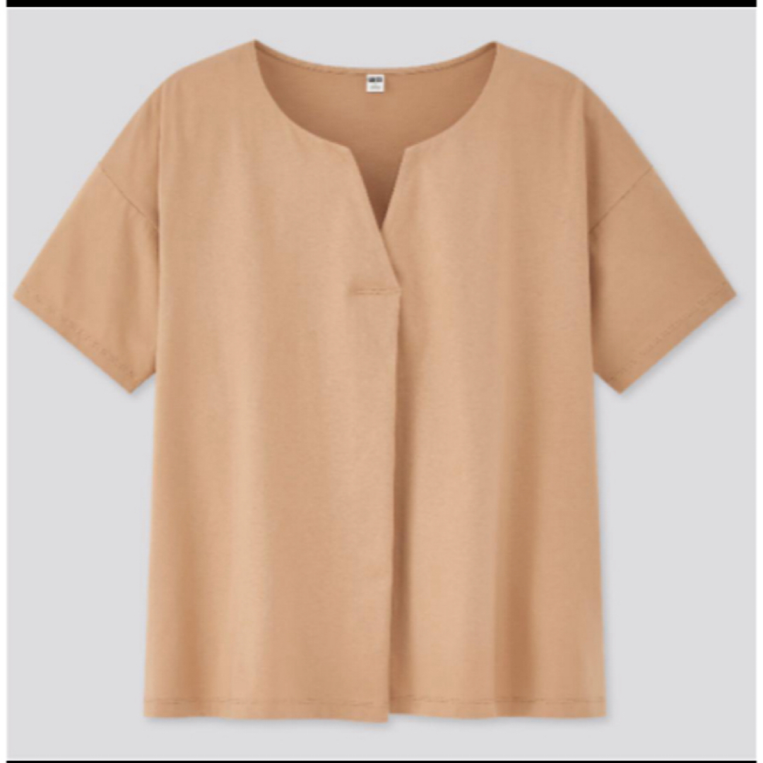 UNIQLO(ユニクロ)のユニクロ　マーセライズコットン　キーネックTシャツ　半袖　2枚セット レディースのトップス(Tシャツ(半袖/袖なし))の商品写真