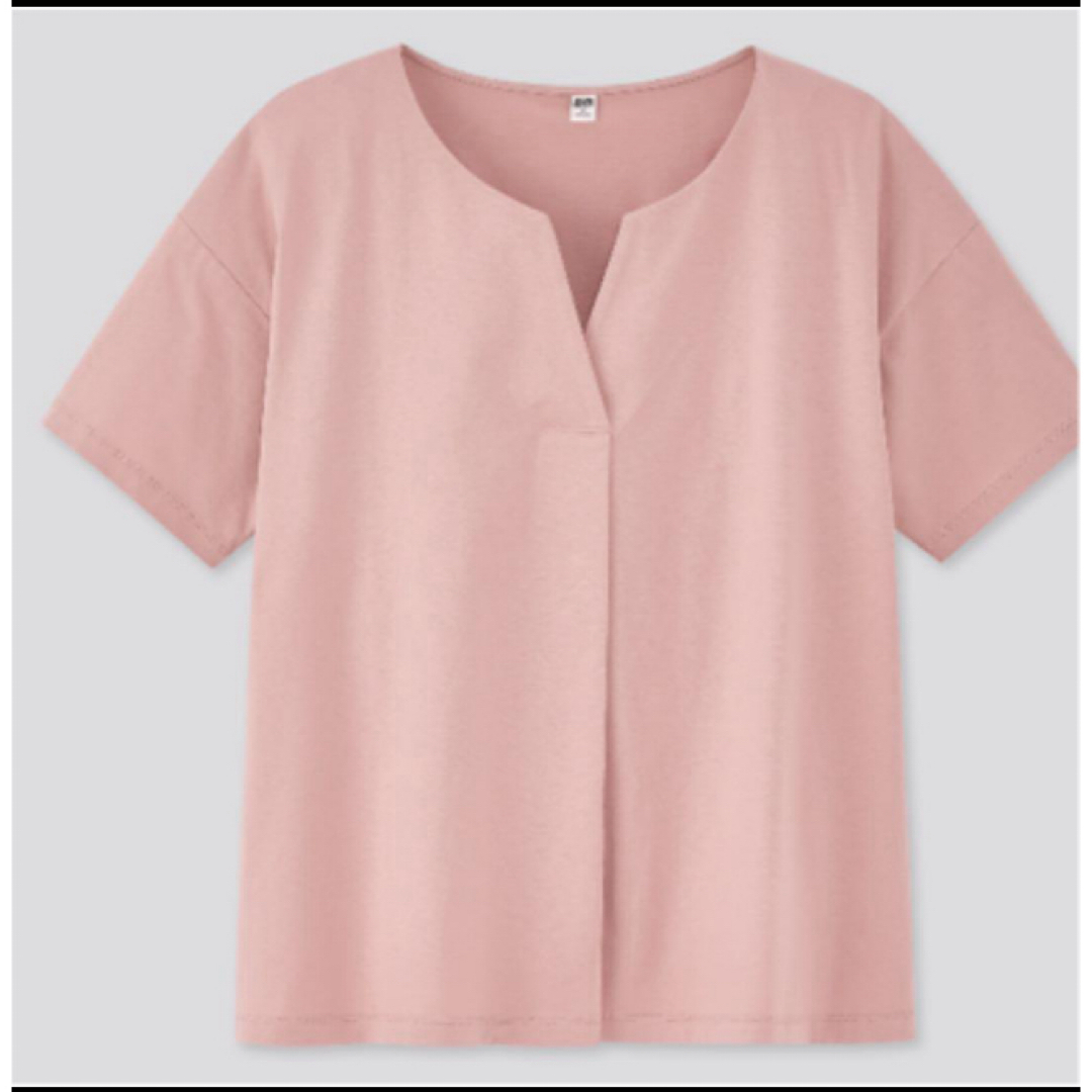 UNIQLO(ユニクロ)のユニクロ　マーセライズコットン　キーネックTシャツ　半袖　2枚セット レディースのトップス(Tシャツ(半袖/袖なし))の商品写真