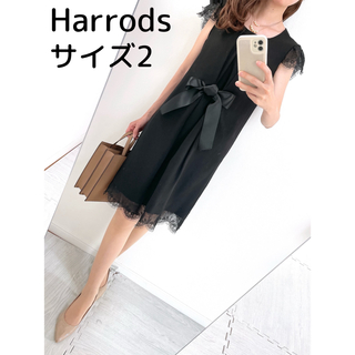 Harrods - 【美品✨】定価 60,000円❤️ハロッズ✨サイズ2✨レーススリーブワンピース