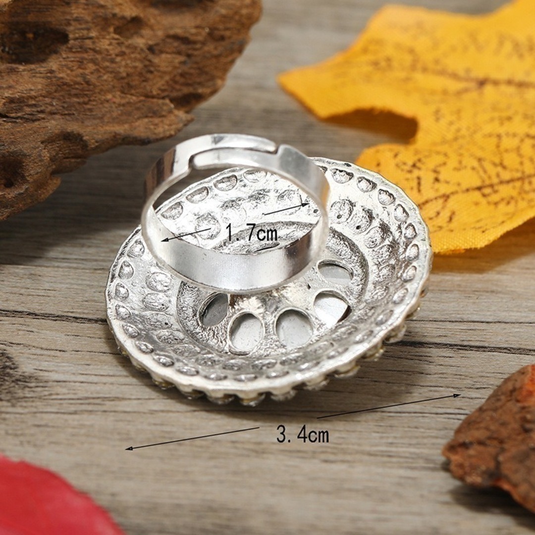 人気　レディース　指輪　シルバー　リング　青　大ぶり　韓国　ゴージャス　キラキラ レディースのアクセサリー(リング(指輪))の商品写真