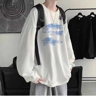 くも 雲 ヒップホップ 2XL ビッグシルエット 長袖 メンズ 韓国 裏起毛(スウェット)