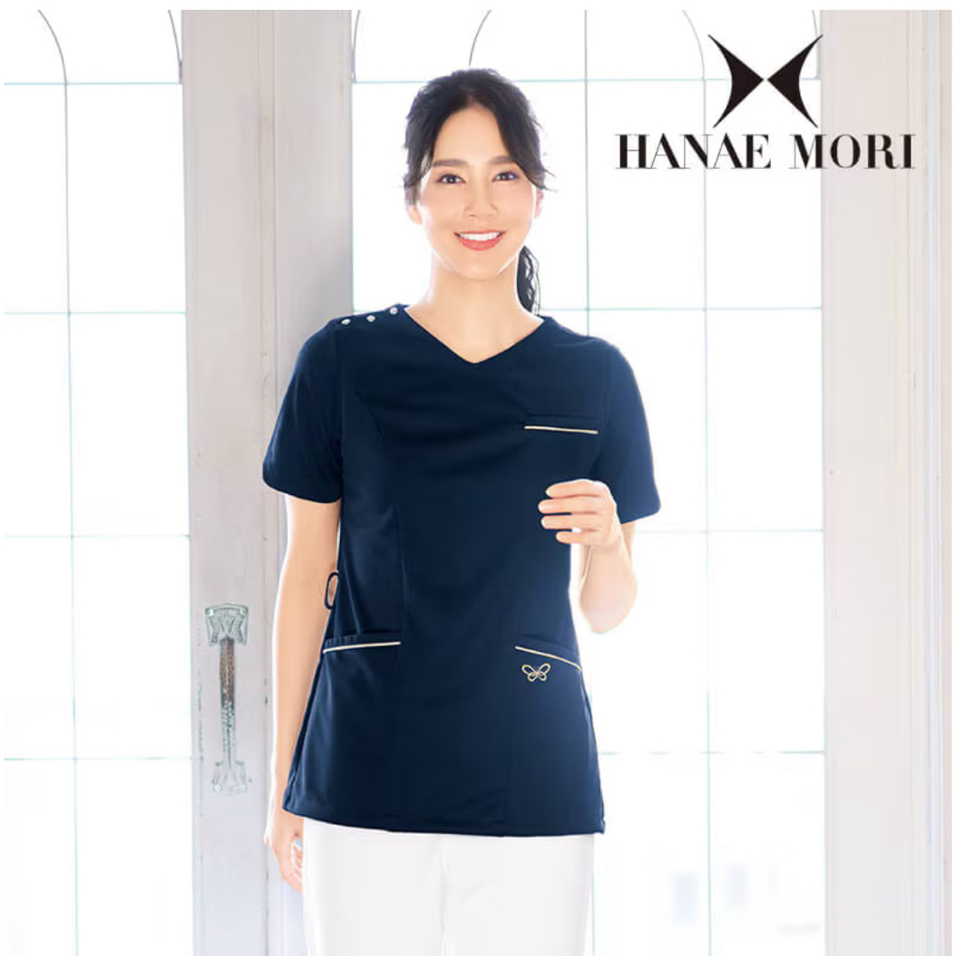 HANAE MORI(ハナエモリ)のハナエモリ　2WAYストレッチ透け防止スクラブ　ナース服　アンファミエ レディースのトップス(Tシャツ(半袖/袖なし))の商品写真