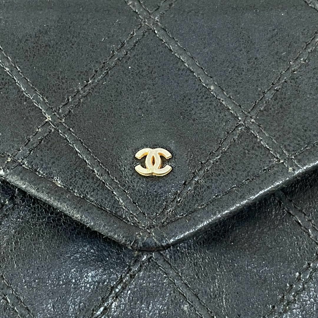 CHANEL(シャネル)のシャネル ビコローレ レザー ラムスキン コインケース 小銭入れ 財布 黒 レディースのファッション小物(コインケース)の商品写真