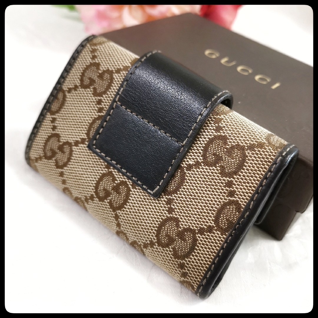 Gucci(グッチ)のGUCCI グッチ GG柄　キャンバス ラブリーハート 6連キーケース　ブラウン レディースのファッション小物(キーケース)の商品写真