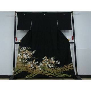 平和屋-こころ店■豪華黒留袖　鳳凰花文　金彩　正絹　逸品　AAAD2286Agk(着物)