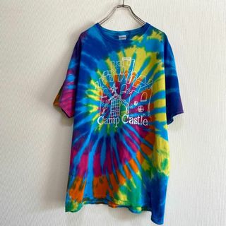 ギルタン(GILDAN)のアメリカ古着　Camp Castle　スタッフTシャツ　半袖　タイダイ　プリント(Tシャツ/カットソー(半袖/袖なし))