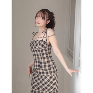 Cecily check long dress  アンドマリー