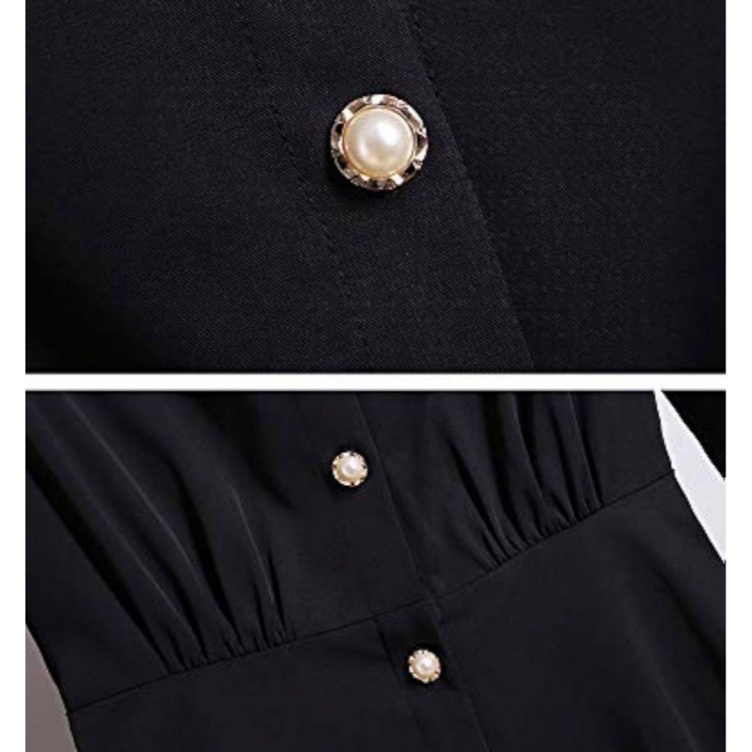 レディース 上品 ブラック 長袖 ロング エレガンス ドレス ワンピース レディースのワンピース(ロングワンピース/マキシワンピース)の商品写真