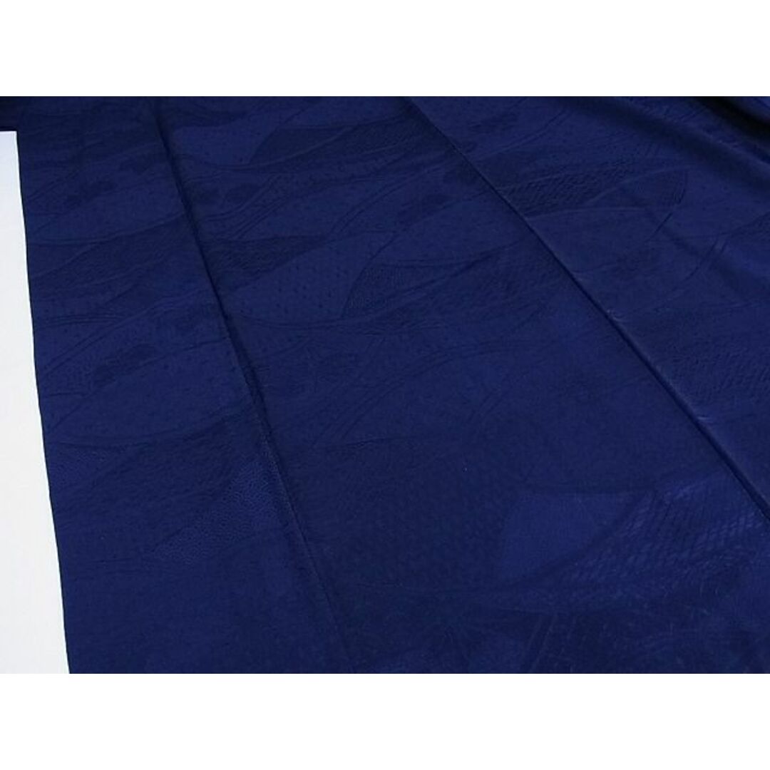 平和屋-こころ店■上質な色無地　青海波地紋　濃藍色　正絹　逸品　AAAD6084Bjd レディースの水着/浴衣(着物)の商品写真