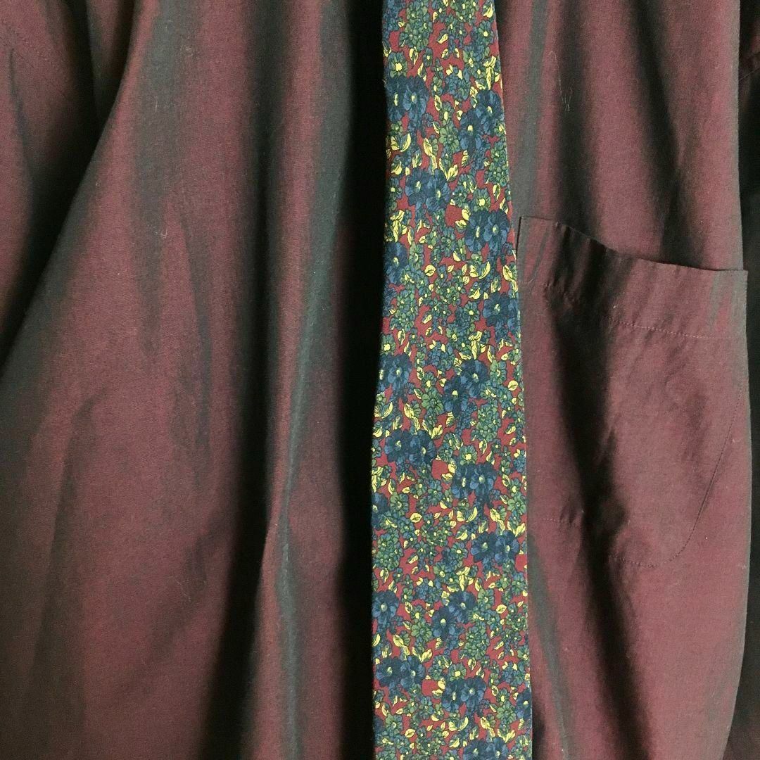 【長袖ネクタイシャツ】シルクネクタイ 無地 花柄 ビッグシルエット LL コーデ メンズのトップス(シャツ)の商品写真