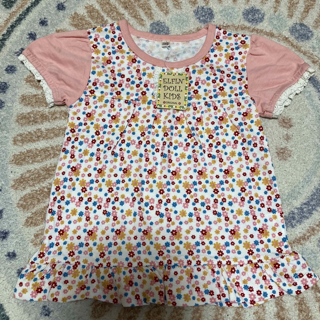 新品　まとめ売り　110 半袖Tシャツ ワンピース　4着　トップス　女の子 キッズ/ベビー/マタニティのキッズ服女の子用(90cm~)(その他)の商品写真