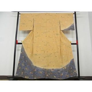 平和屋-こころ店■訪問着　吹き寄せ花文　暈し染　金彩　正絹　逸品　AAAD4738Bwt(着物)